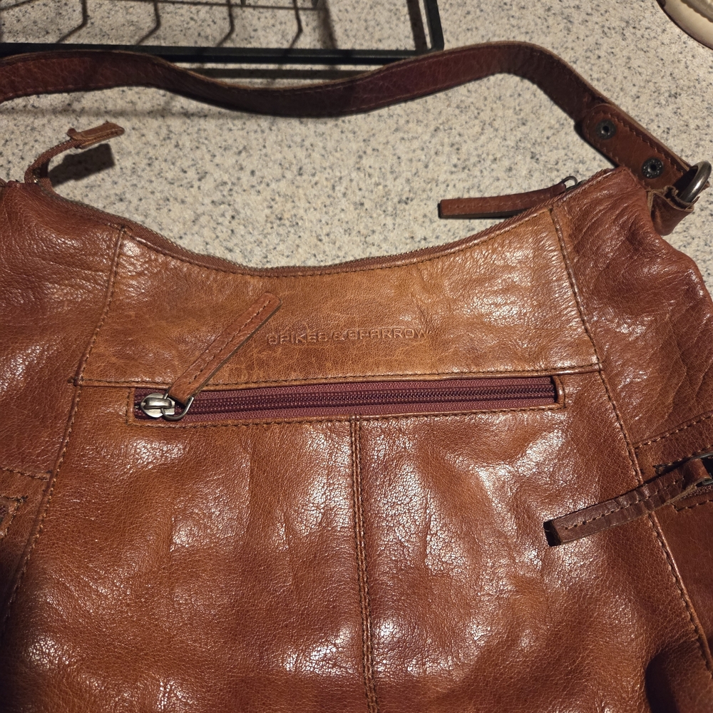Spikes And Sparrow Brown Leather Shoulder Bag